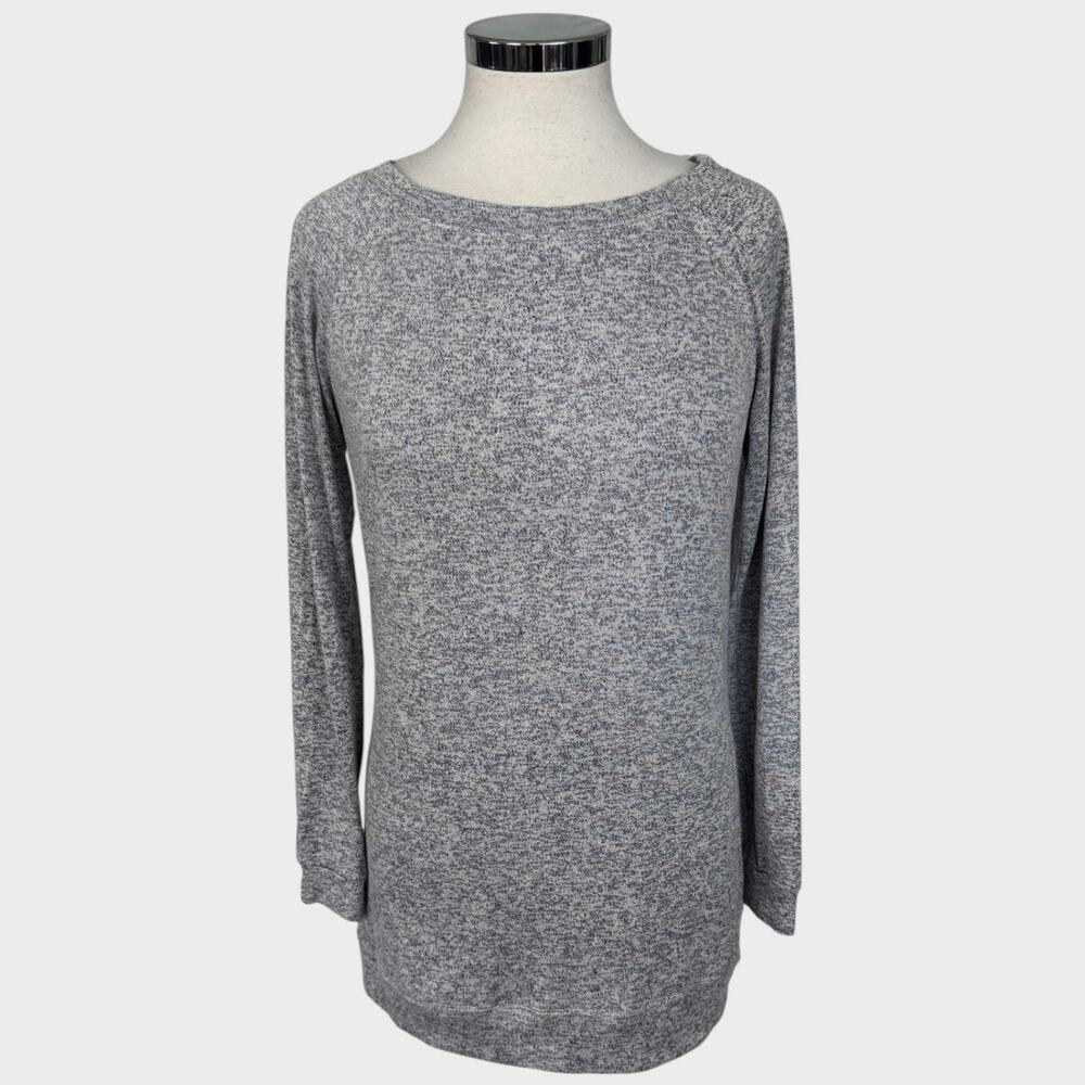 Athleta Womens Small Black/Gray Heather Long Sleeve Top Polyester Modal Spandex